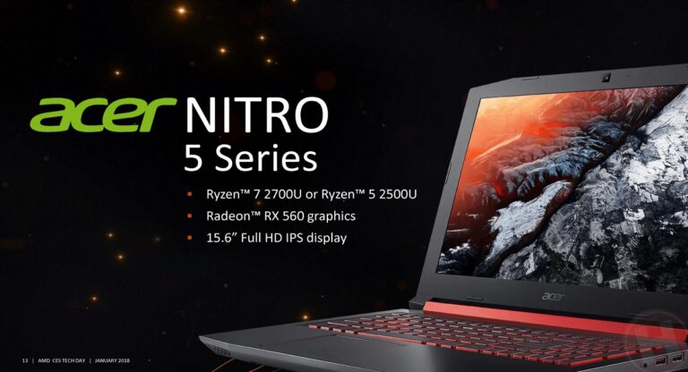 Acer Nitro 5 (2018) — игровой ноутбук с процессором AMD Ryzen Mobile и Radeon RX 560