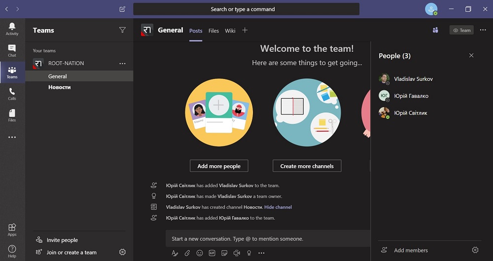 Create a team in Microsoft Teams