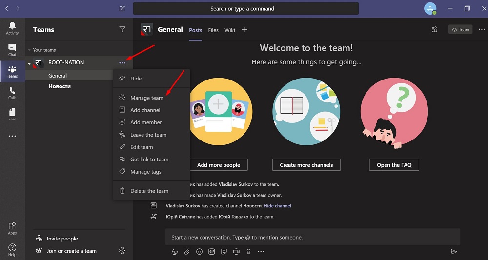 How to manage a team in Microsoft Teams