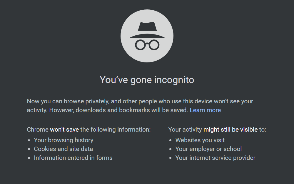 incognito mode is not completely private