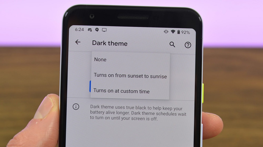„Android 11“ tamsiosios temos planavimas