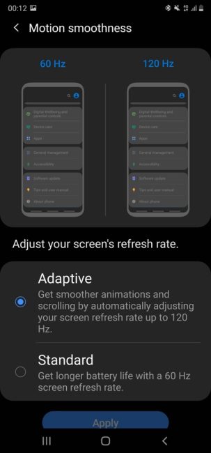 Samsung Galaxy Napomena20 Ultra Display Settings