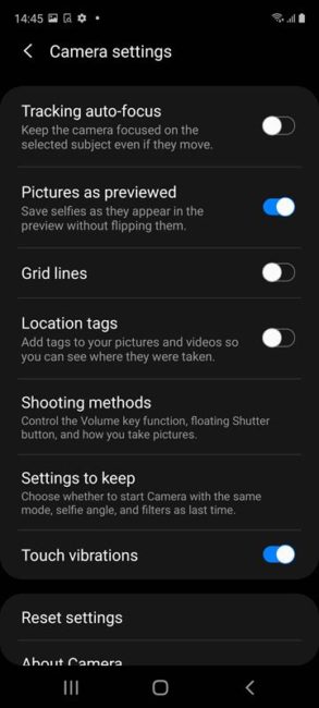 Samsung Galaxy S20 FE Camera Setting