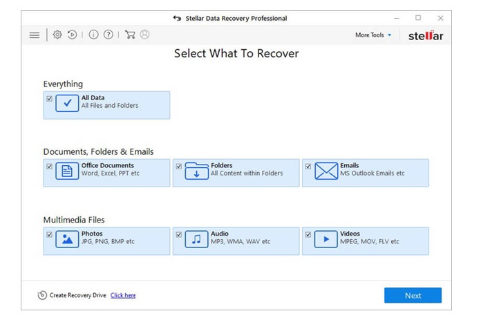 stellar data recovery professional for windows