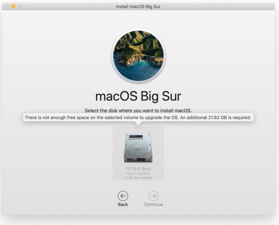 Apple macOS Big Sur 경고