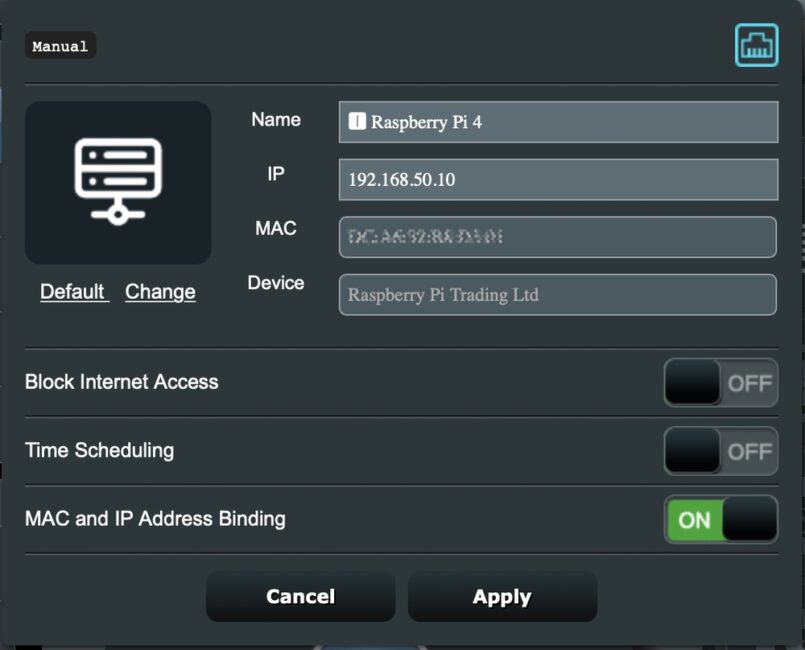 ASUS WiFi settings