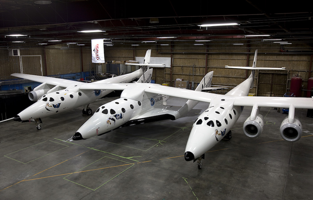 SpaceShipTwo resting under the Mothership WhiteKnight2