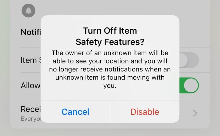 Apple Item Safety Feature