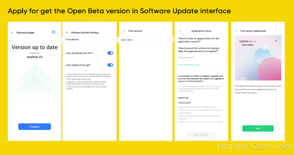 realme UI 2.0 apply open beta