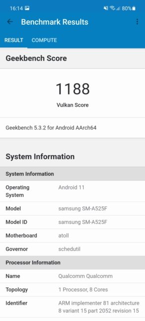 Samsung Galaxy A52 - Benchmarks