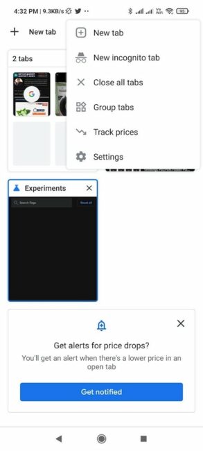 Chrome 90 Price Tracking Enabled