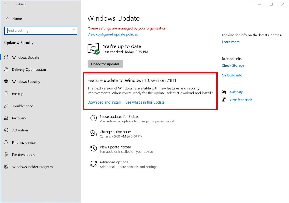 עדכון Windows 10 מאי 2021