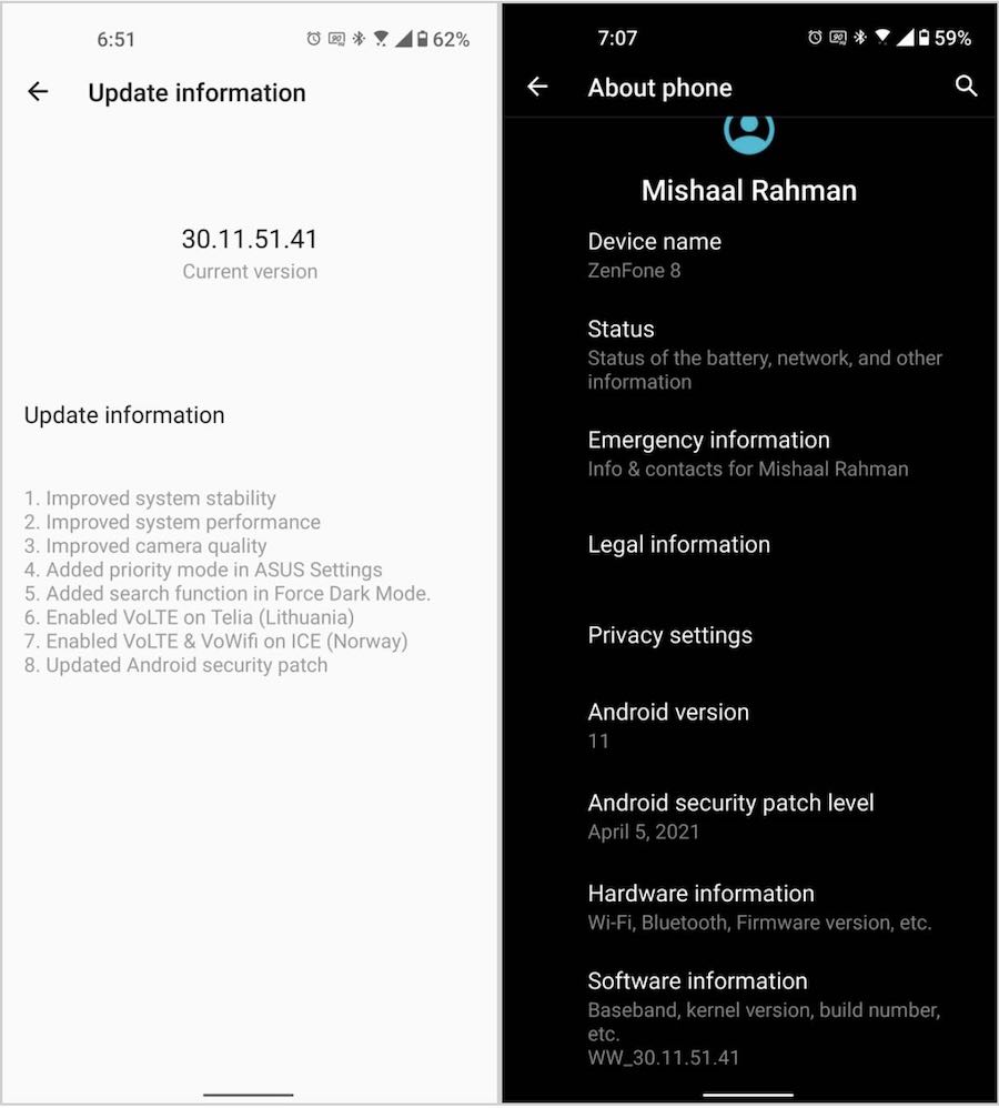ASUS ZenFone 8 Update