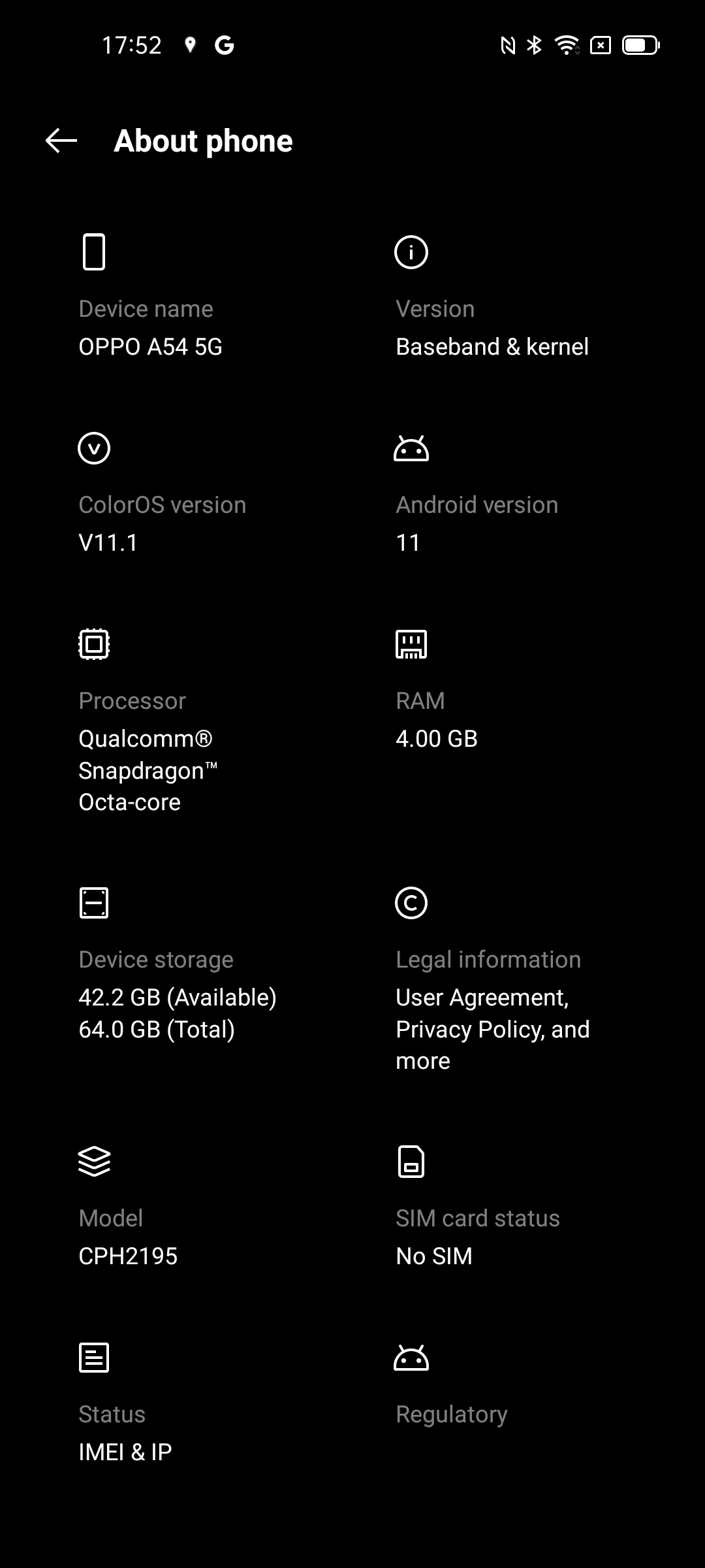 oppo a54 5g processor