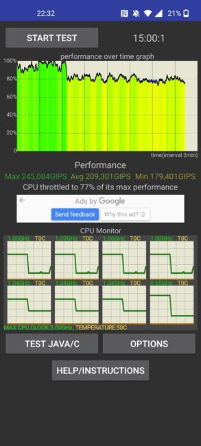 OnePlus Nord 2 5G - CPU Throttling Test