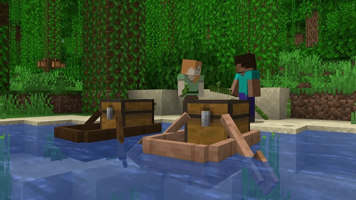 Boat with a chest in Minecraft PE 1.19.0 The Wild Update