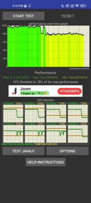 realme GT Master Edition vs Xiaomi 11 Lite 5G NE vs Samsung Galaxy A72 - CPU trottling test