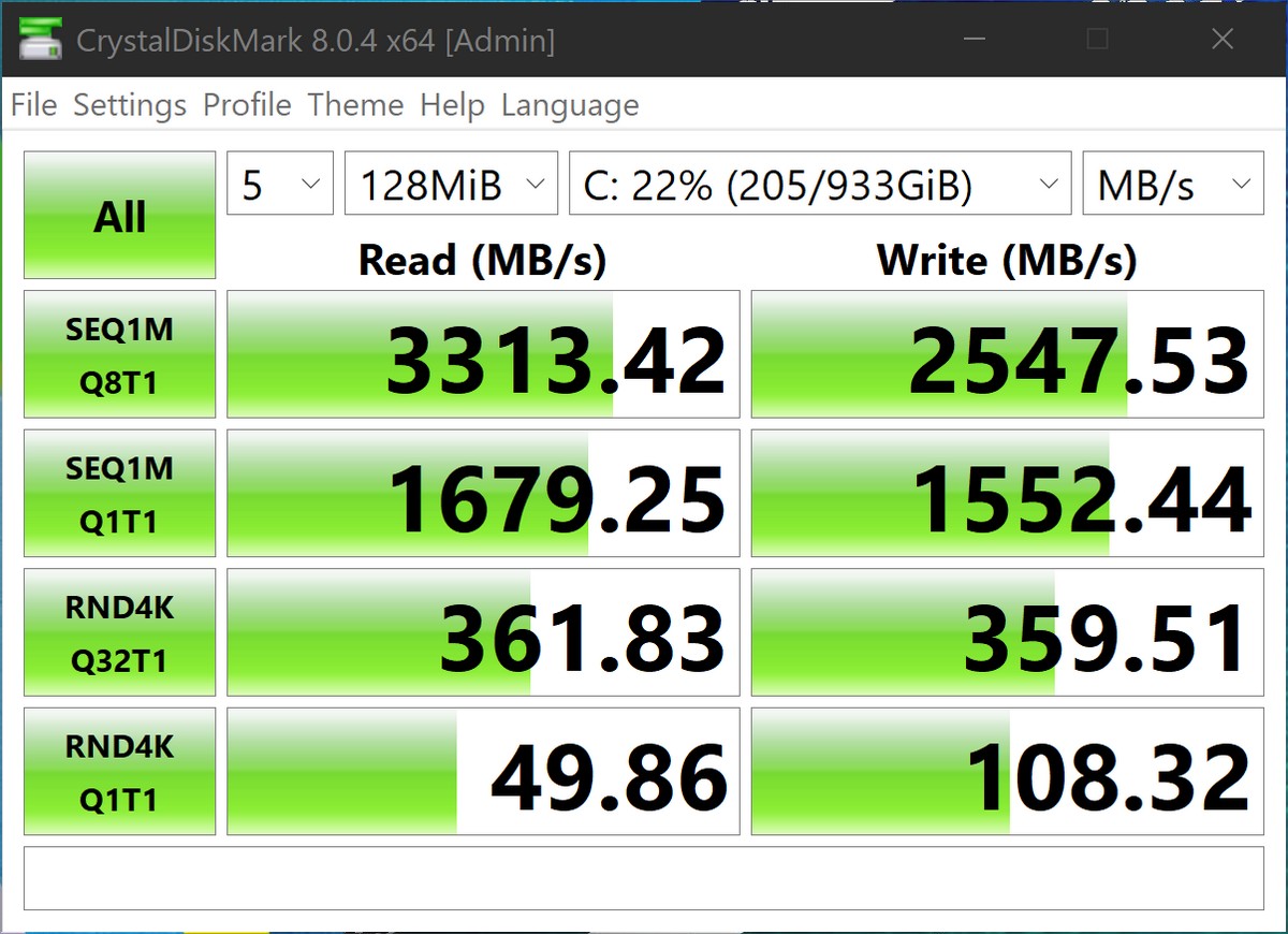 ASUS Vivobook Pro 16X OLED (N7600) - Điểm chuẩn SSD