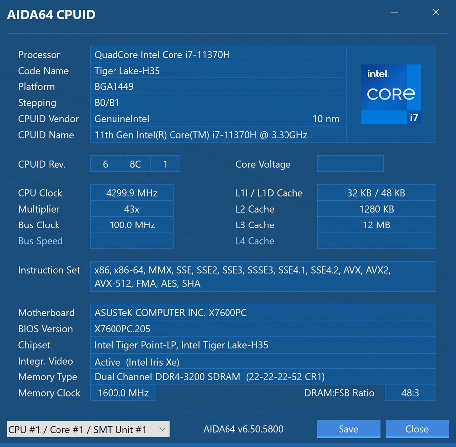 ASUS Vivogrāmata Pro 16X OLED (N7600) - CPU