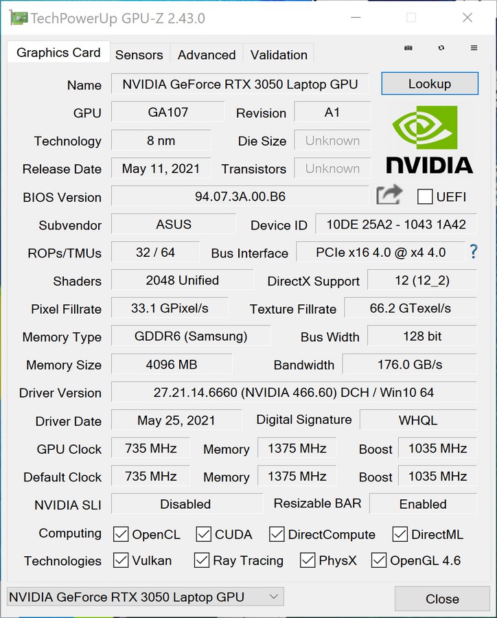 ASUS Vivogrāmata Pro 16X OLED (N7600) - GPU