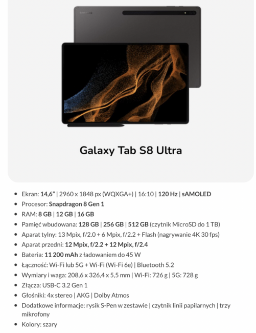 Samsung Galaxy Tab S8/Tab S8+/Tab S8 Ultra