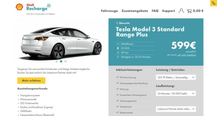 Tesla Model 3 subscription