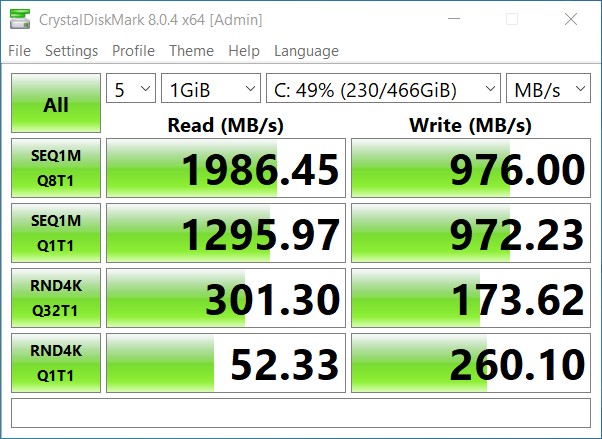 MSI Katana GF66 11UD - SSD Tests