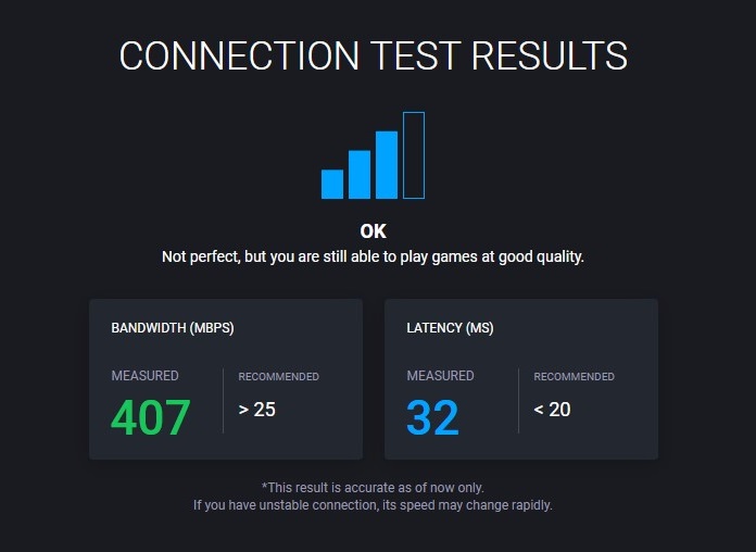 Boosteroid Connection Test