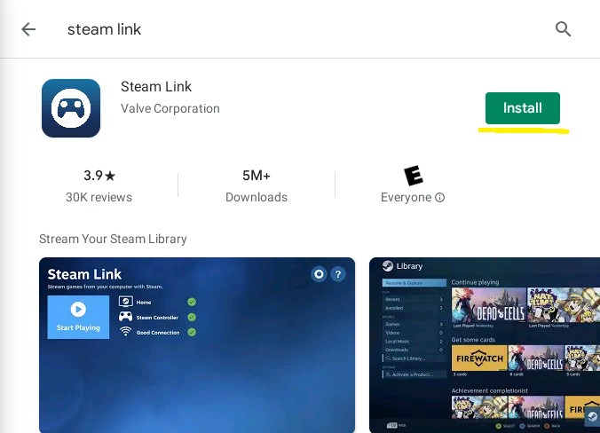 Steam Linkki Chromebookissa