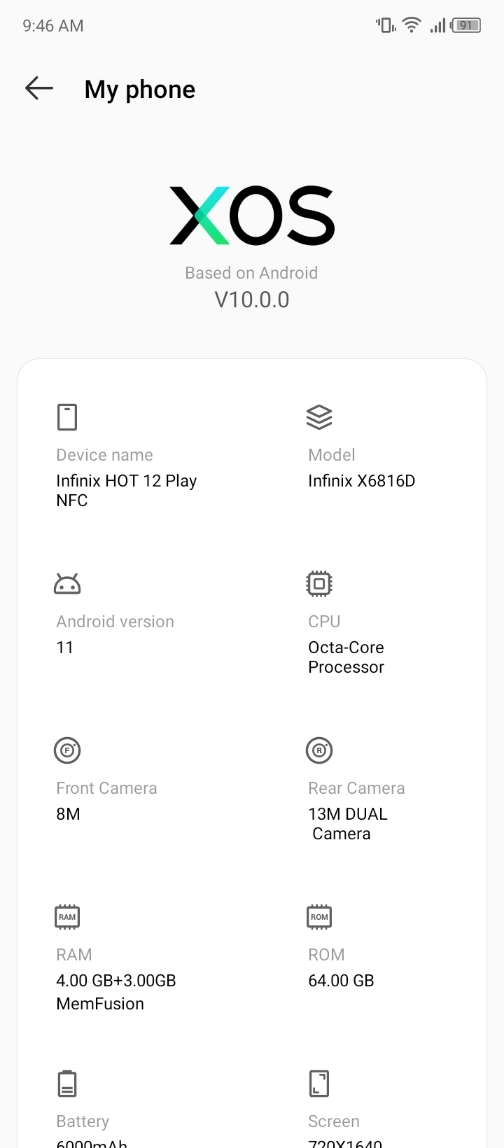 Infinix HOT 12 Play NFC - XOS 10.0