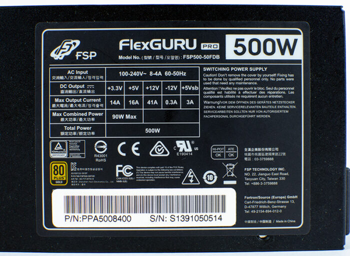 Ptcliss 600W Full Modular 1U Flex ATX Power Supply 80 Plus