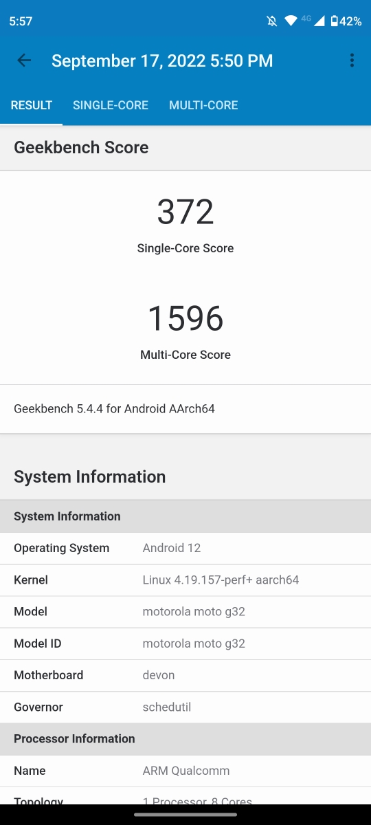 Motorola Moto G32 – benchmarkok
