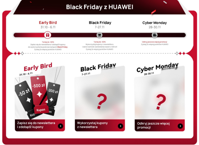 Huawei.pl ruszył z ofertą Black Friday Early Bird - rabaty sięgają nawet 50%