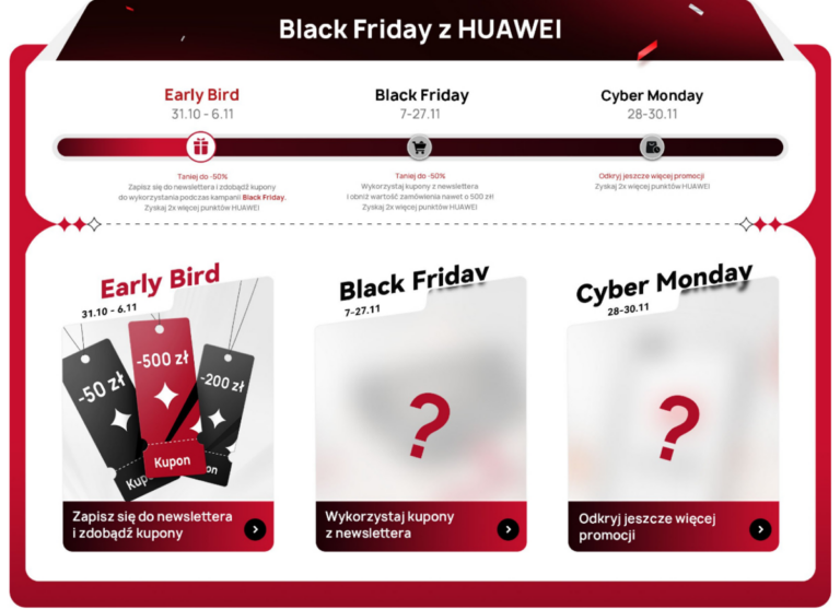 Black Friday Early Bird od sklepu Huawei: Rabaty sięgają 50%!