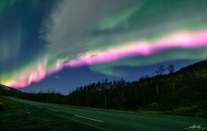 aurora boreal rosa