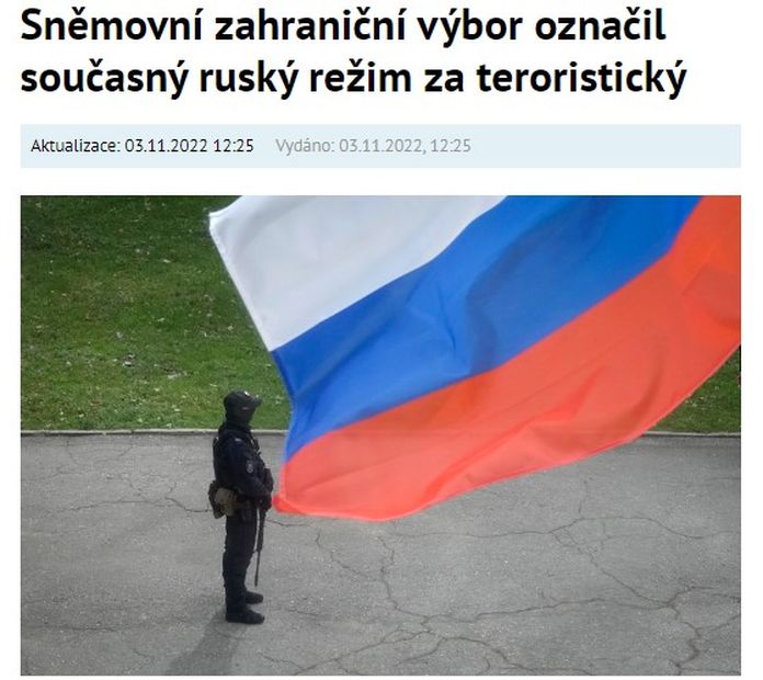 La República Checa reconoce a la Federación Rusa como estado terrorista