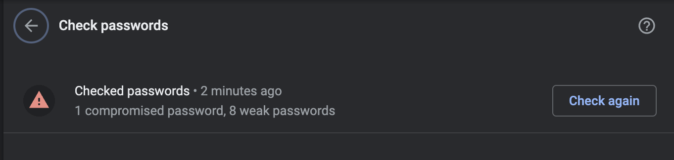 Checked passwords