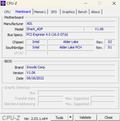 Acer Swift 3 CPU-Z