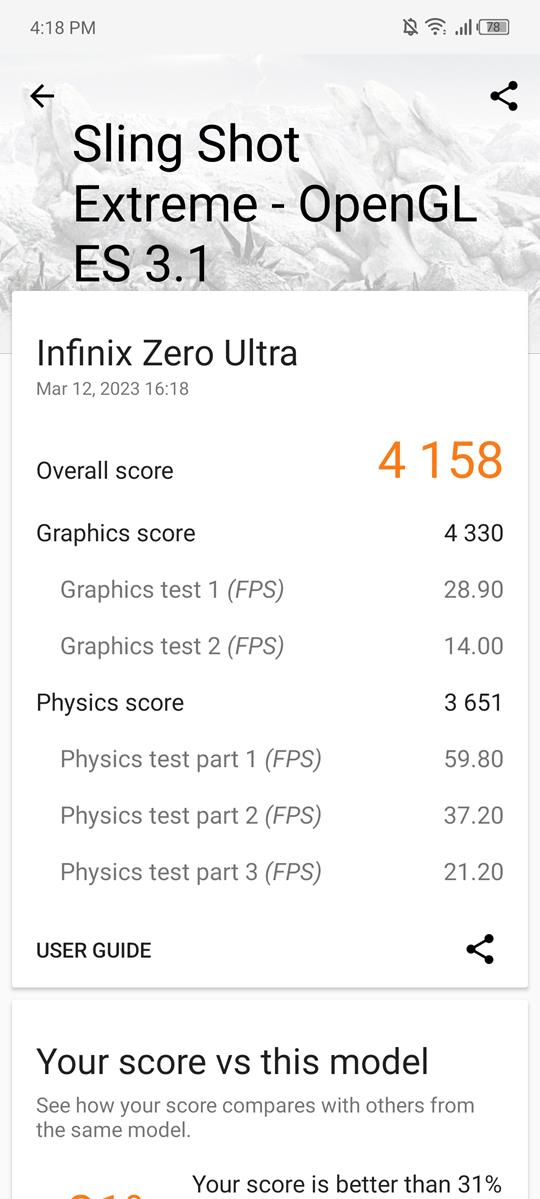 Infinix Zéro Ultra 3DMark