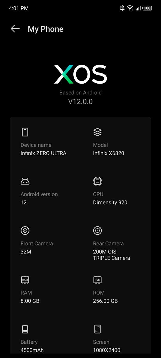 Infinix Zéro Ultra XOS