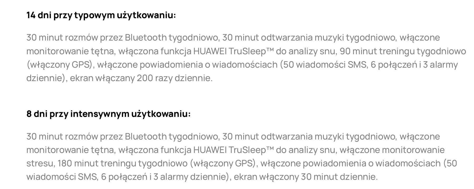 Czas pracy Huawei Watch Ultimate