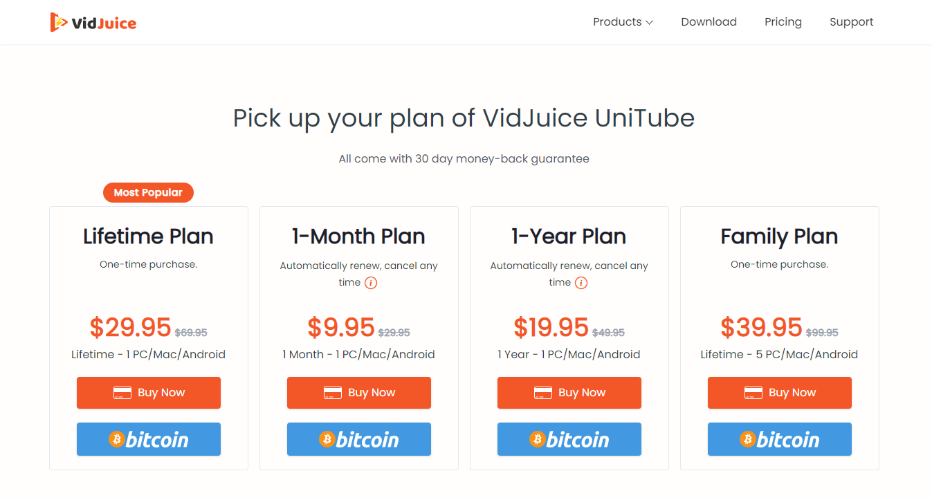 VidJuice UniTube Prices