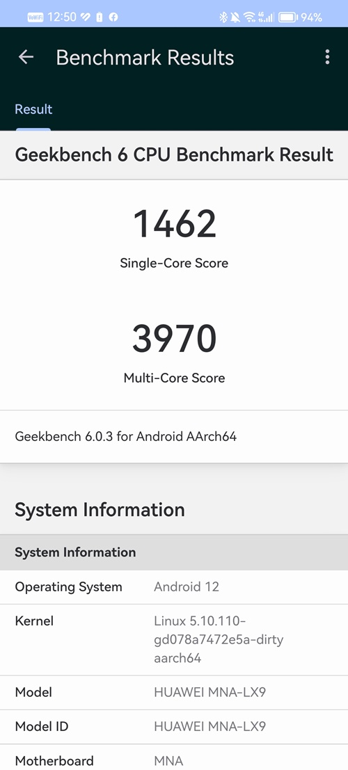 Huawei Geekbench của P60 Pro