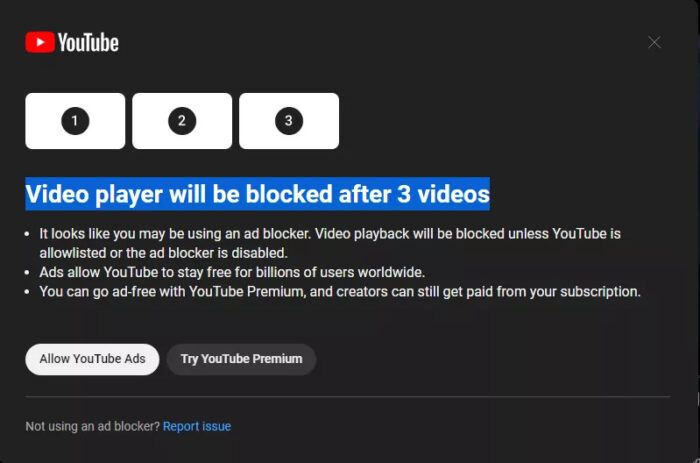 YouTube adblock