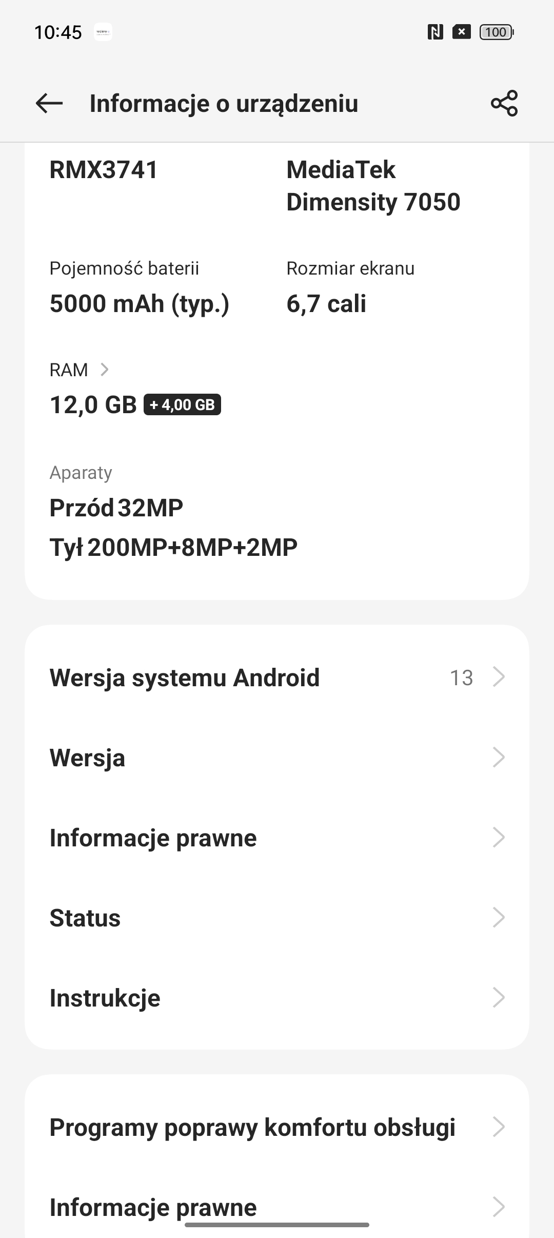 Realme 11 Pro+ pamięc