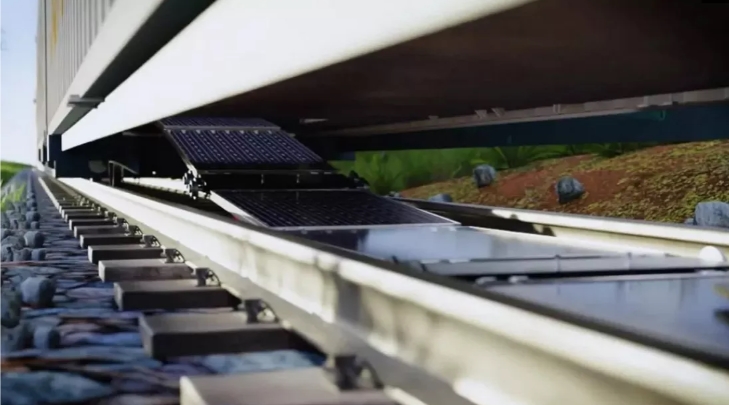 在瑞士，太陽能電池板安裝在鐵軌之間的縫隙中