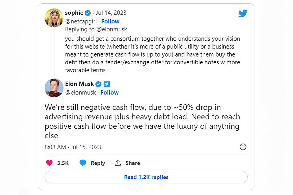 Sinabi ni Elon Musk na kita Twitter mula sa advertising ay bumaba ng 50 porsyento