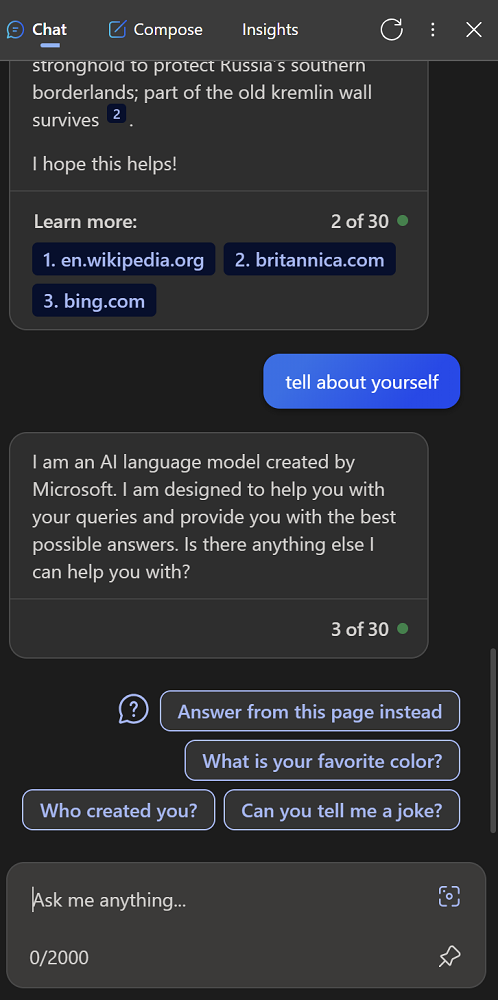 Bing Chat AI