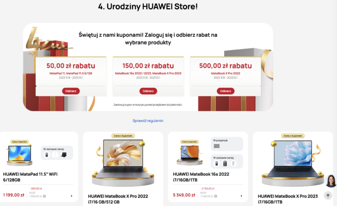 Sklep huawei.pl świętuje 4. urodziny: Prezenty i rabaty do 2000 zł! Sklep huawei.pl świętuje 4. urodziny: Prezenty i rabaty do 2000 zł!