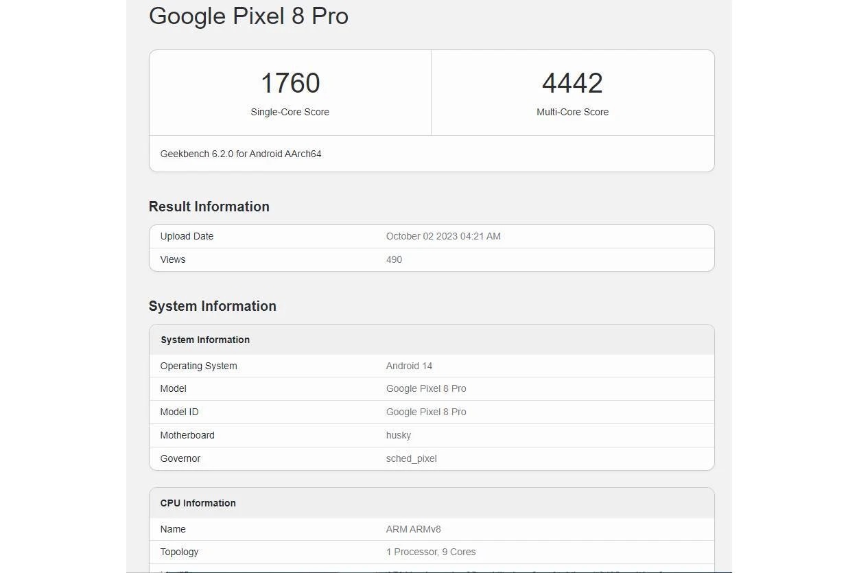 Google Pixel 8 Pro benchmark
